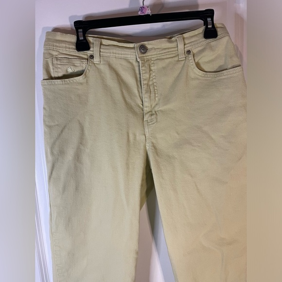 Gloria Vanderbilt Cotton Spandex Amanda Yellow Splashy Logo Pockets Pants Sz 12 - Picture 9 of 15